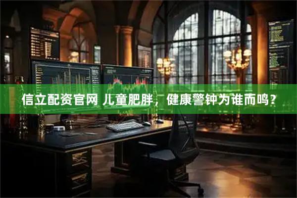 信立配资官网 儿童肥胖，健康警钟为谁而鸣？